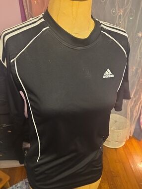 adidas Black Athletic Tee with White Accents